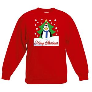 Shoppartners Kersttrui Merry Christmas pinguin rood kinderen 3-4 jaar (98/104) Rood