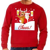 Shoppartners Foute kersttrui cheers met dronken kerstman rood heren Rood