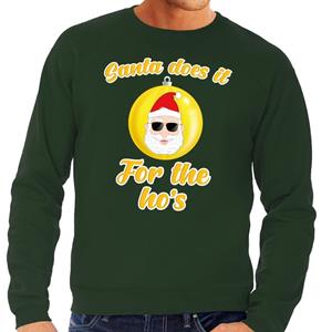 Shoppartners Foute kersttrui Kerstman does it for the ho's groen voor heren