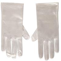 Witte gala handschoenen kort van satijn 20 cm Wit