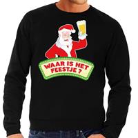 Shoppartners Foute kersttrui zwart Waar is het Feestje voor heren