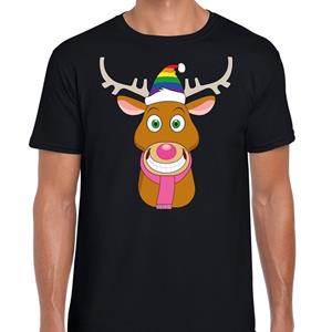 Shoppartners Foute Kerst t-shirt Gay Rudolf het rendier zwart heren Zwart