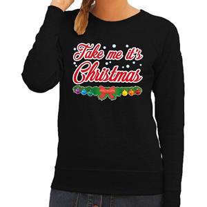 Shoppartners Foute kersttrui zwart Take Me Its Christmas voor dames
