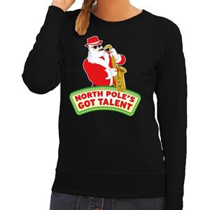 Shoppartners Foute kersttrui zwart North Poles Got Talent voor dames