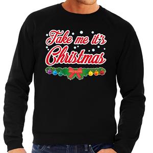 Shoppartners Foute kersttrui zwart Take Me Its Christmas voor heren