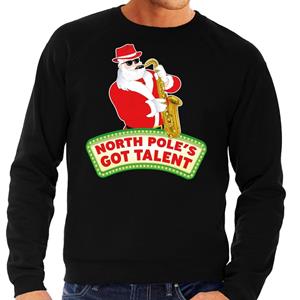 Shoppartners Foute kersttrui zwart North Poles Got Talent voor heren