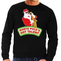 Shoppartners Foute kersttrui zwart North Poles Got Talent voor heren