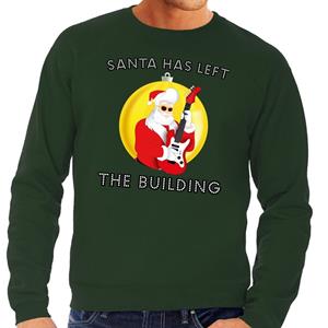 Shoppartners Foute kersttrui groen Santa Elvis has Left the Building heren (48) Groen