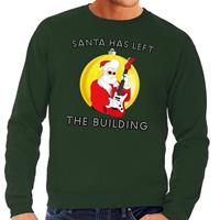 Shoppartners Foute kersttrui groen Santa Elvis has Left the Building heren Groen