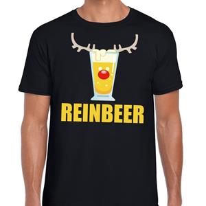 Shoppartners Foute Kerst t-shirt Reinbeer zwart voor heren