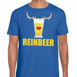 Shoppartners Foute Kerst t-shirt Reinbeer blauw voor heren