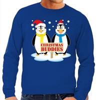 Shoppartners Foute kersttrui pinguin vriendjes blauw heren Blauw