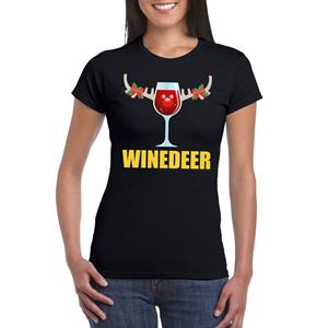 Shoppartners Foute Kerst t-shirt Winedeer zwart voor dames