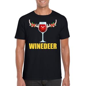 Shoppartners Foute Kerst t-shirt Winedeer zwart voor heren