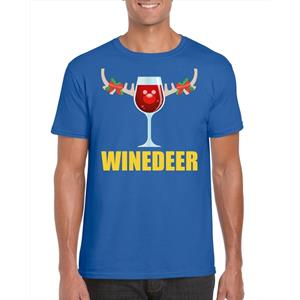 Shoppartners Foute Kerst t-shirt Winedeer blauw voor heren