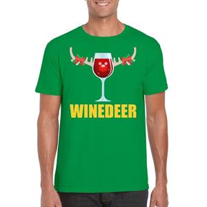 Shoppartners Foute Kerst t-shirt Winedeer groen voor heren