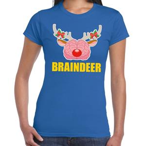 Shoppartners Foute Kerst t-shirt braindeer blauw voor dames