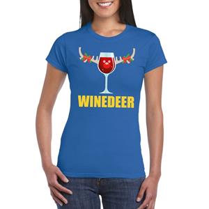 Shoppartners Foute Kerst t-shirt Winedeer blauw voor dames