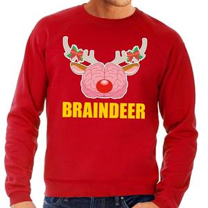 Shoppartners Foute kersttrui braindeer rood voor heren