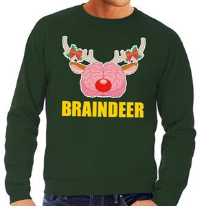 Shoppartners Foute kersttrui braindeer groen voor heren