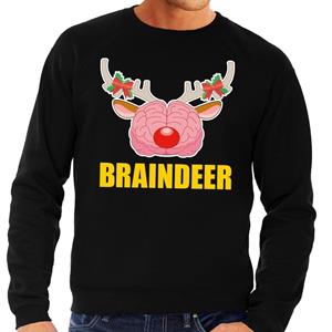 Shoppartners Foute kersttrui braindeer zwart voor heren
