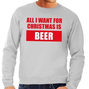 Shoppartners Foute kersttrui Christmas Beer grijs voor heren