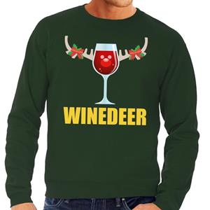 Shoppartners Foute kersttrui Winedeer groen voor heren