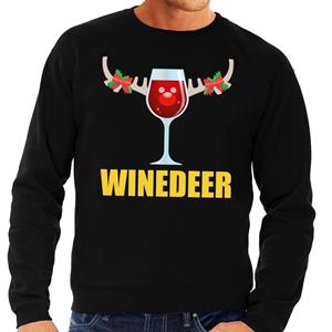 Shoppartners Foute kersttrui Winedeer zwart voor heren