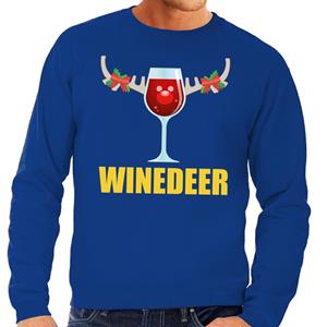 Shoppartners Foute kersttrui Winedeer blauw voor heren