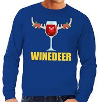 Shoppartners Foute kersttrui Winedeer blauw voor heren