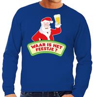 Shoppartners Foute kersttrui blauw Waar is het Feestje voor heren