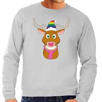 Shoppartners Foute kersttrui Gay Rudolf het rendier grijs heren Grijs