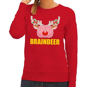 Shoppartners Foute kersttrui braindeer rood voor dames