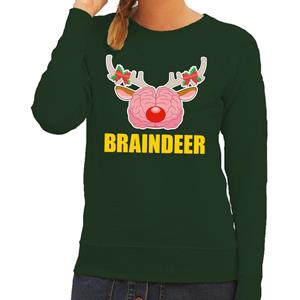 Shoppartners Foute kersttrui braindeer groen voor dames