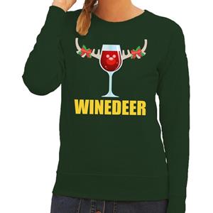 Shoppartners Foute kersttrui Winedeer groen voor dames