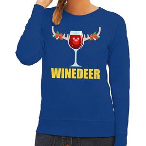 Shoppartners Foute kersttrui Winedeer blauw voor dames