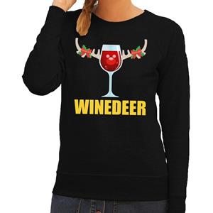 Shoppartners Foute kersttrui Winedeer zwart voor dames