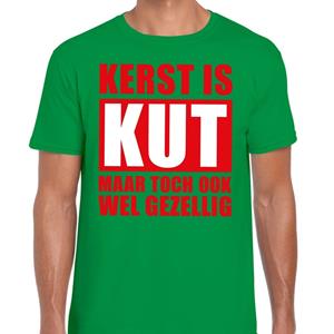 Shoppartners Foute Kerst t-shirt Kerst is kut maar toch gezellig groen heren Groen