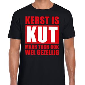 Shoppartners Foute Kerst t-shirt Kerst is kut maar toch gezellig zwart heren Zwart