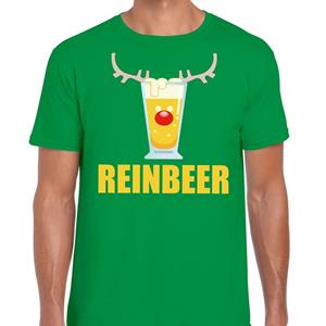 Shoppartners Foute Kerst t-shirt Reinbeer groen voor heren