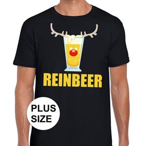 Shoppartners Grote maten foute Kerst t-shirt Reinbeer zwart voor heren