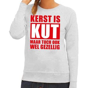 Shoppartners Foute Kersttrui Kerst is kut maar toch gezellig grijs voor dames