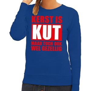 Shoppartners Foute Kersttrui Kerst is kut maar toch gezellig blauw voor dames