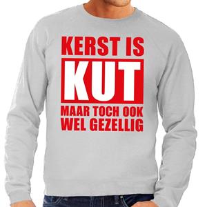 Shoppartners Foute Kersttrui Kerst is kut maar toch gezellig grijs voor heren