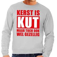 Shoppartners Foute Kersttrui Kerst is kut maar toch gezellig grijs voor heren
