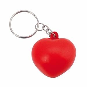 Stressbal sleutelhanger hartje 3,6 cm Rood