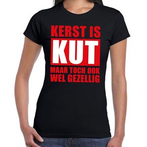 Shoppartners Foute Kerst t-shirt Kerst is kut maar toch gezellig zwart dames Zwart