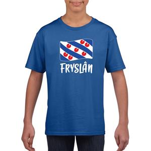 Blauw t-shirt Fryslan / Friesland vlag kinderen Blauw