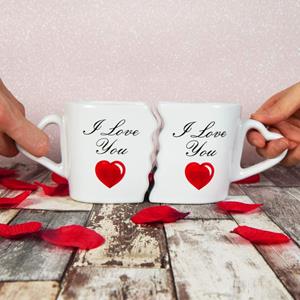 Mikamax I Love You Kopjesset met Hartvormig Handvat (Set van 2)