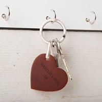 Leren sleutelhanger - Hart - Bruin